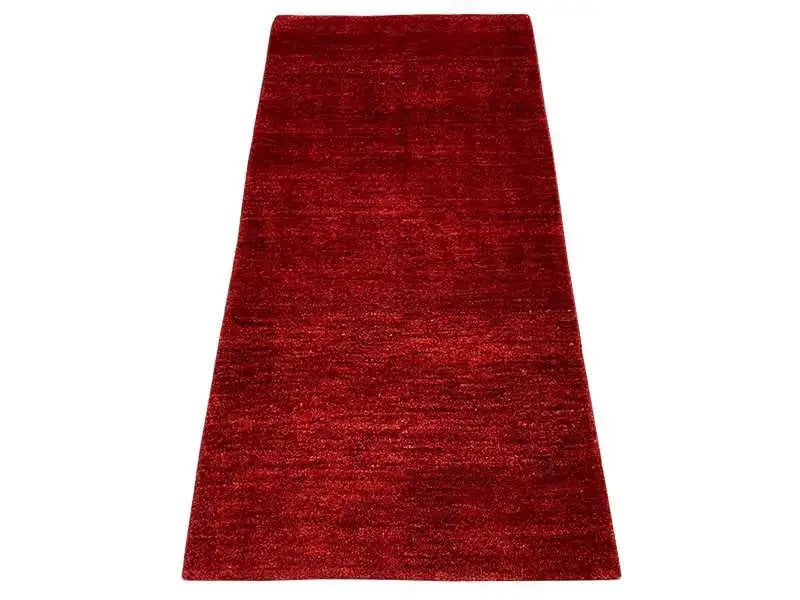 Red Gabbeh rug, 171x82 cm, rectangular, fine pile texture with an even pattern