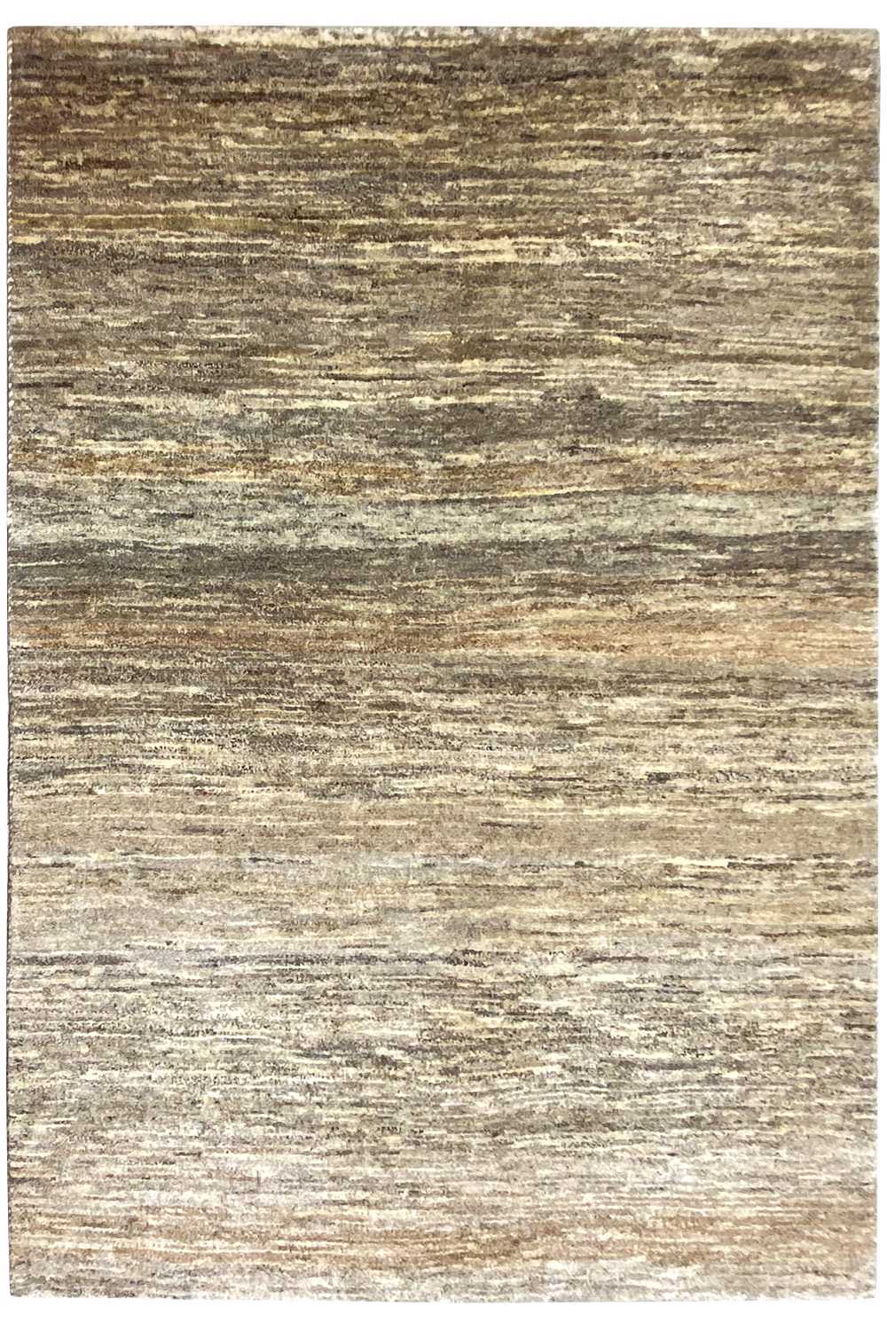 Gabbeh rug, square, mottled flat weave in beige and brown tones