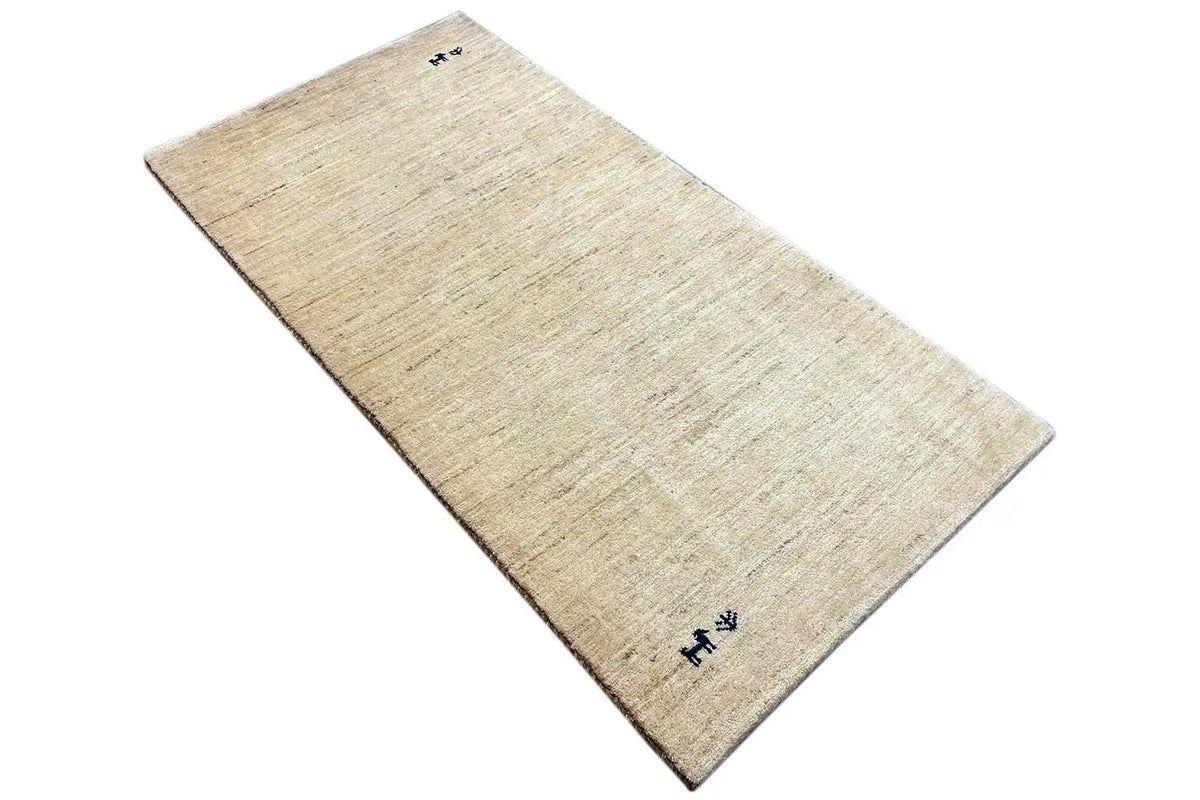 Gabbeh rug 146x74 cm, light beige mottled look, rectangular, fine pile