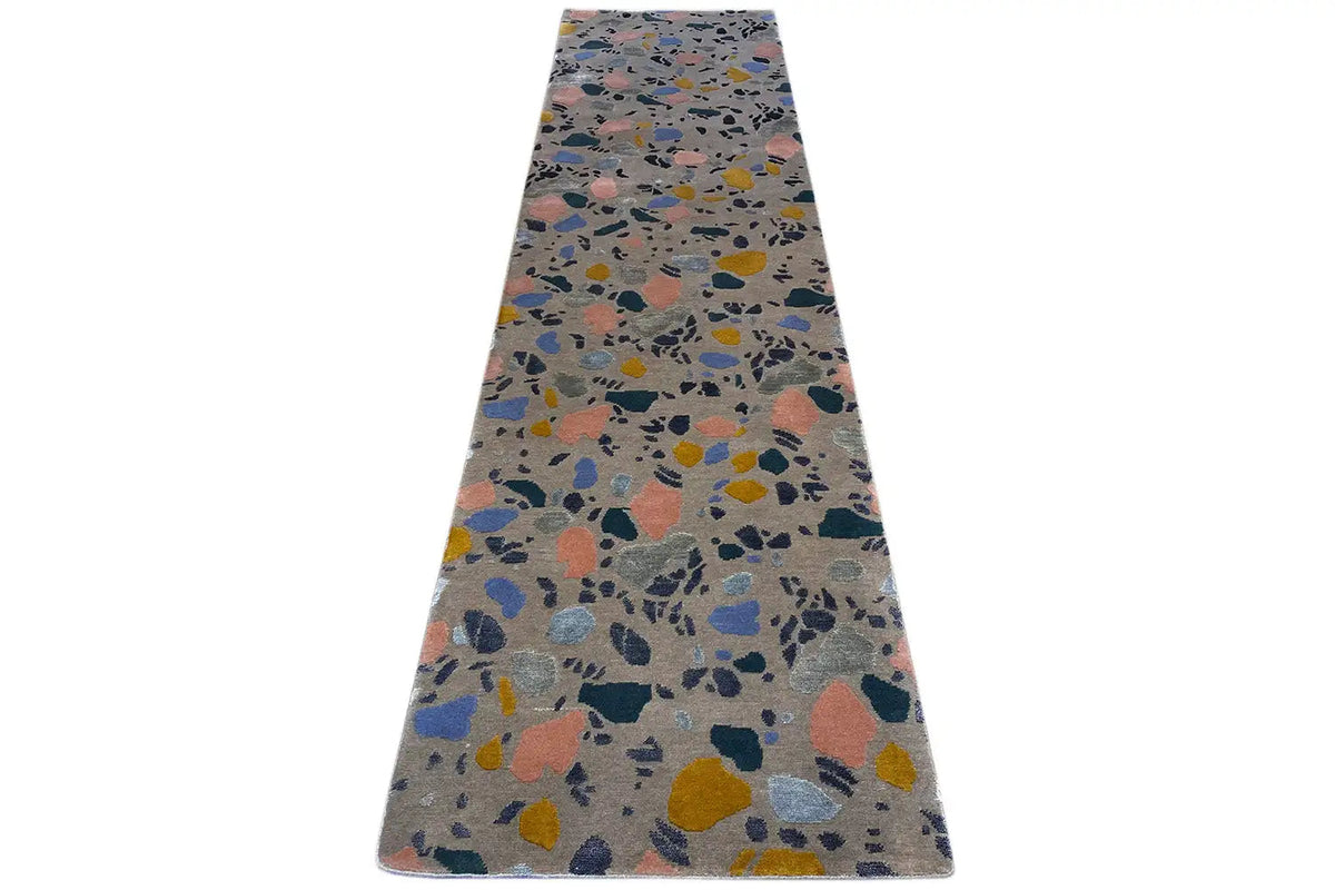 Terrazzo runner rug 79x313 cm, long and narrow, pebble pattern