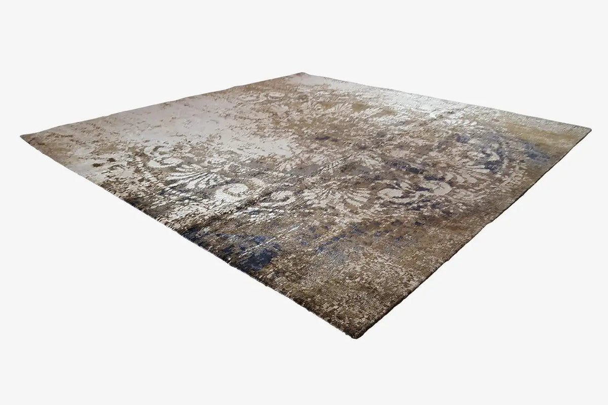Designer rug Bo Hamsa: brown-beige vintage-patterned rug, rectangular, faded