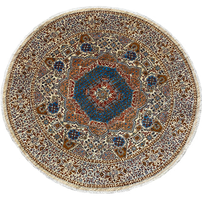 Runder Beiger Mamluk Teppich, 246x246 cm - German Carpet Shop