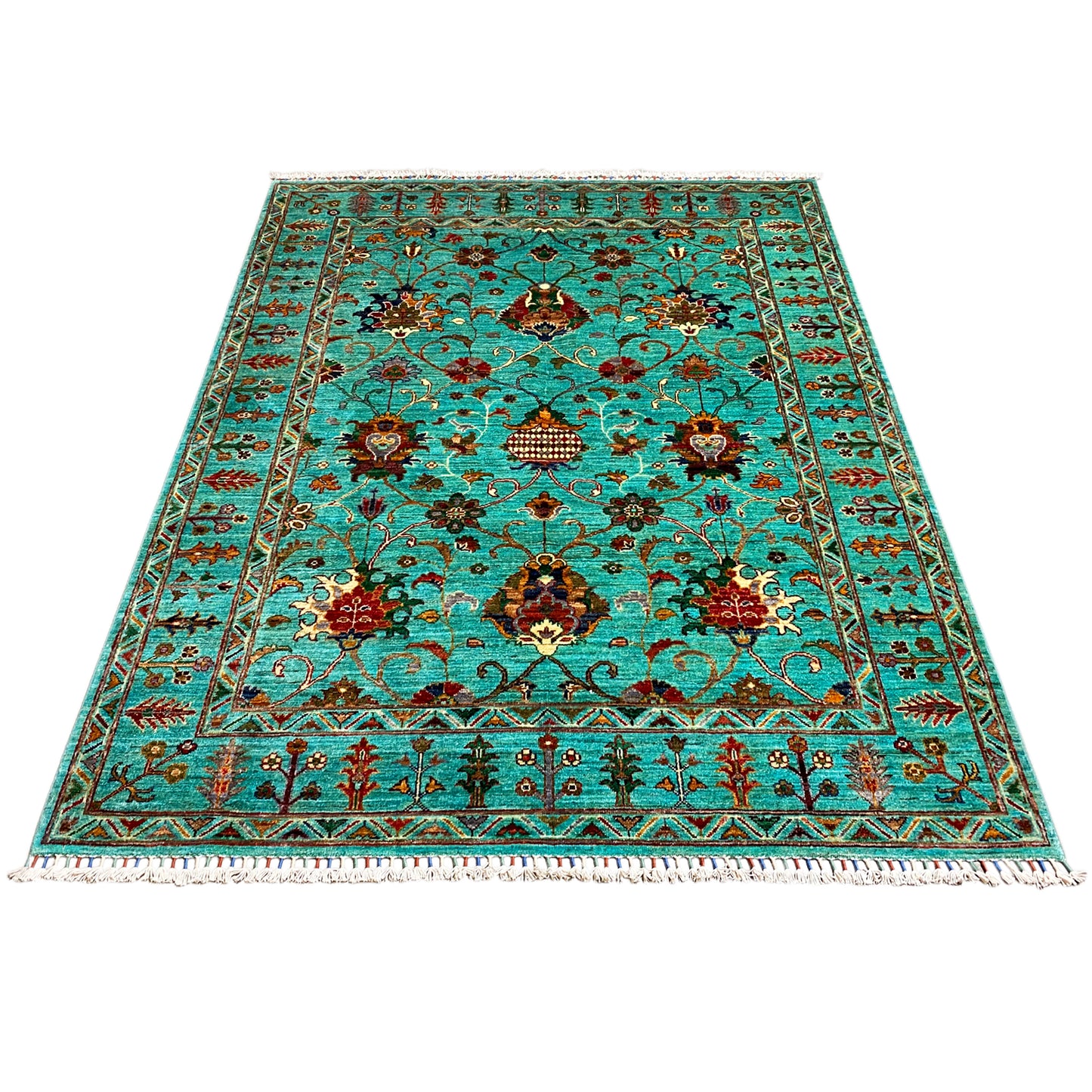 Türkiser Khorjin Teppich 197x158 cm - German Carpet Shop