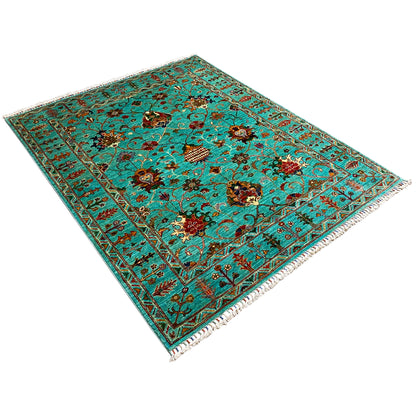 Türkiser Khorjin Teppich 197x158 cm - German Carpet Shop