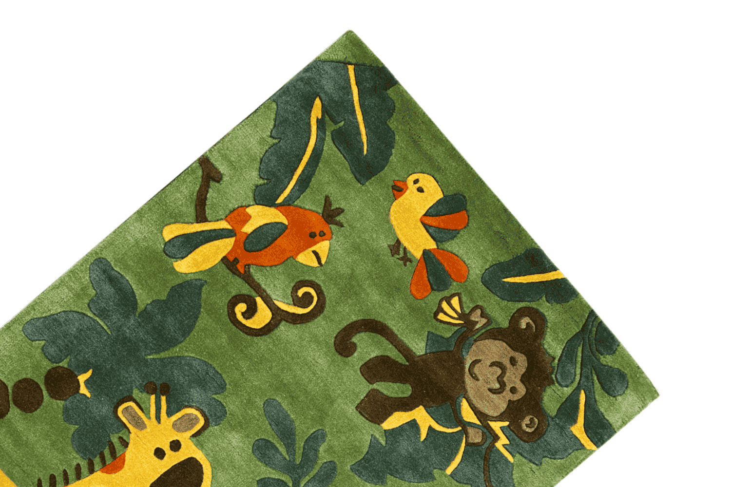 Grüner handgetufteter Kinder-Dschungel-Teppich, 120x180cm (4x6 ft) - German Carpet Shop