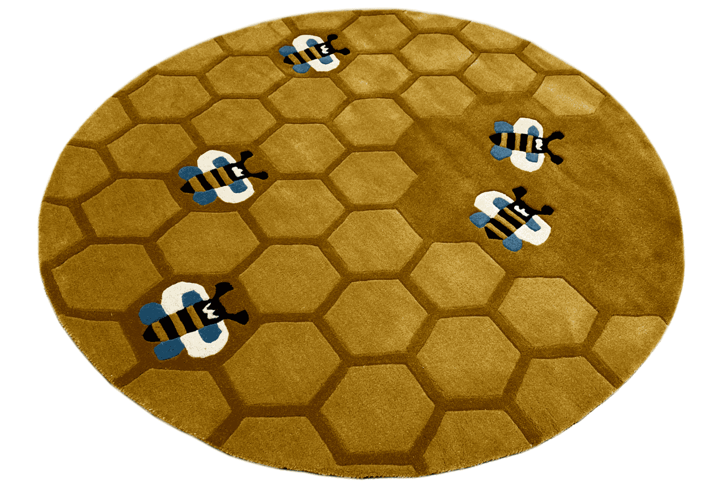 Runder Bienenwaben-Teppich für Kinder - Handgetuftet, 150x150cm (4.9x4.9ft) - German Carpet Shop