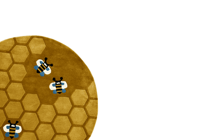 Runder Bienenwaben-Teppich für Kinder - Handgetuftet, 150x150cm (4.9x4.9ft) - German Carpet Shop