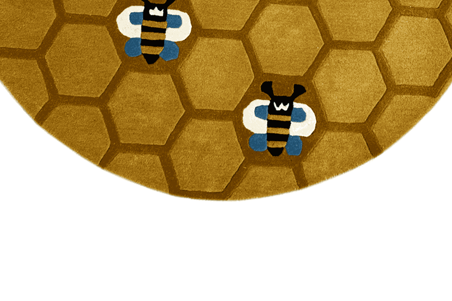 Runder Bienenwaben-Teppich für Kinder - Handgetuftet, 150x150cm (4.9x4.9ft) - German Carpet Shop