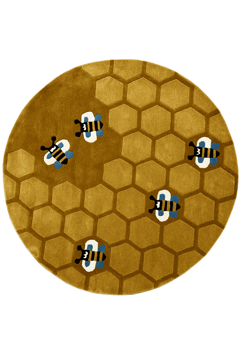 Runder Bienenwaben-Teppich für Kinder - Handgetuftet, 150x150cm (4.9x4.9ft) - German Carpet Shop