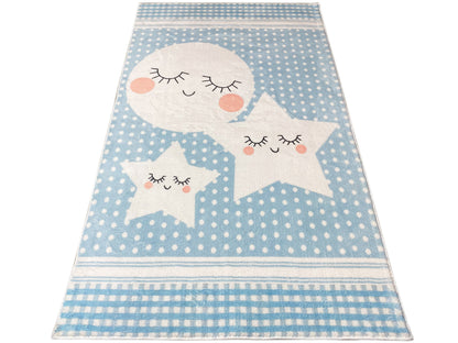 Children's Rug "Star World", blue, 90x160 cm
