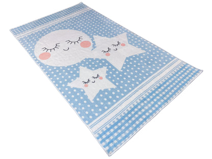 Children's Rug "Star World", blue, 90x160 cm