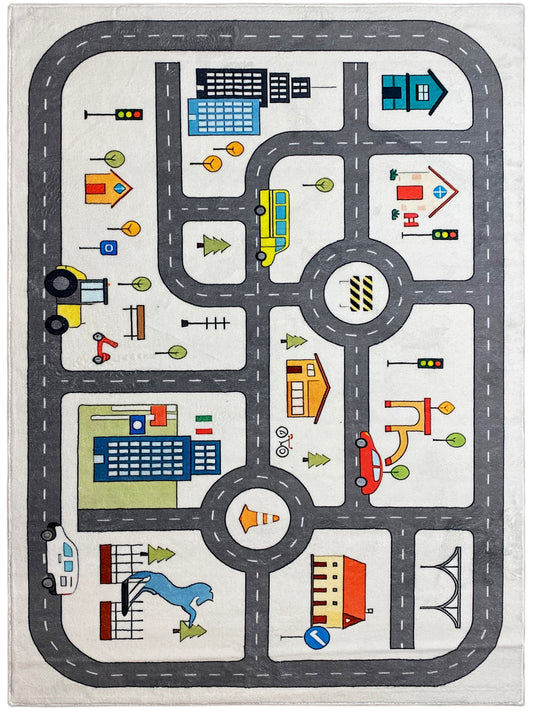 Children's Rug "Street", gray, 140x200 cm