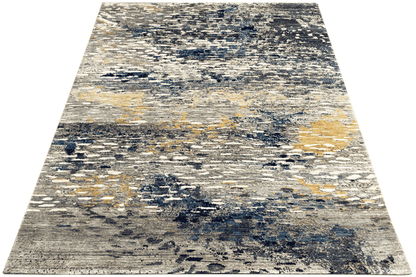 Moderner Multicolor Abstrakter Designer Teppich - Handgefertigt aus Wolle/Viskose, 199x153 cm (6.5x5 ft) - German Carpet Shop