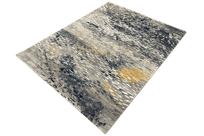 Moderner Multicolor Abstrakter Designer Teppich - Handgefertigt aus Wolle/Viskose, 199x153 cm (6.5x5 ft) - German Carpet Shop