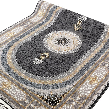 Klassischer Teppich mit Fransen und detailreichen Ornamenten für Schlafzimmer