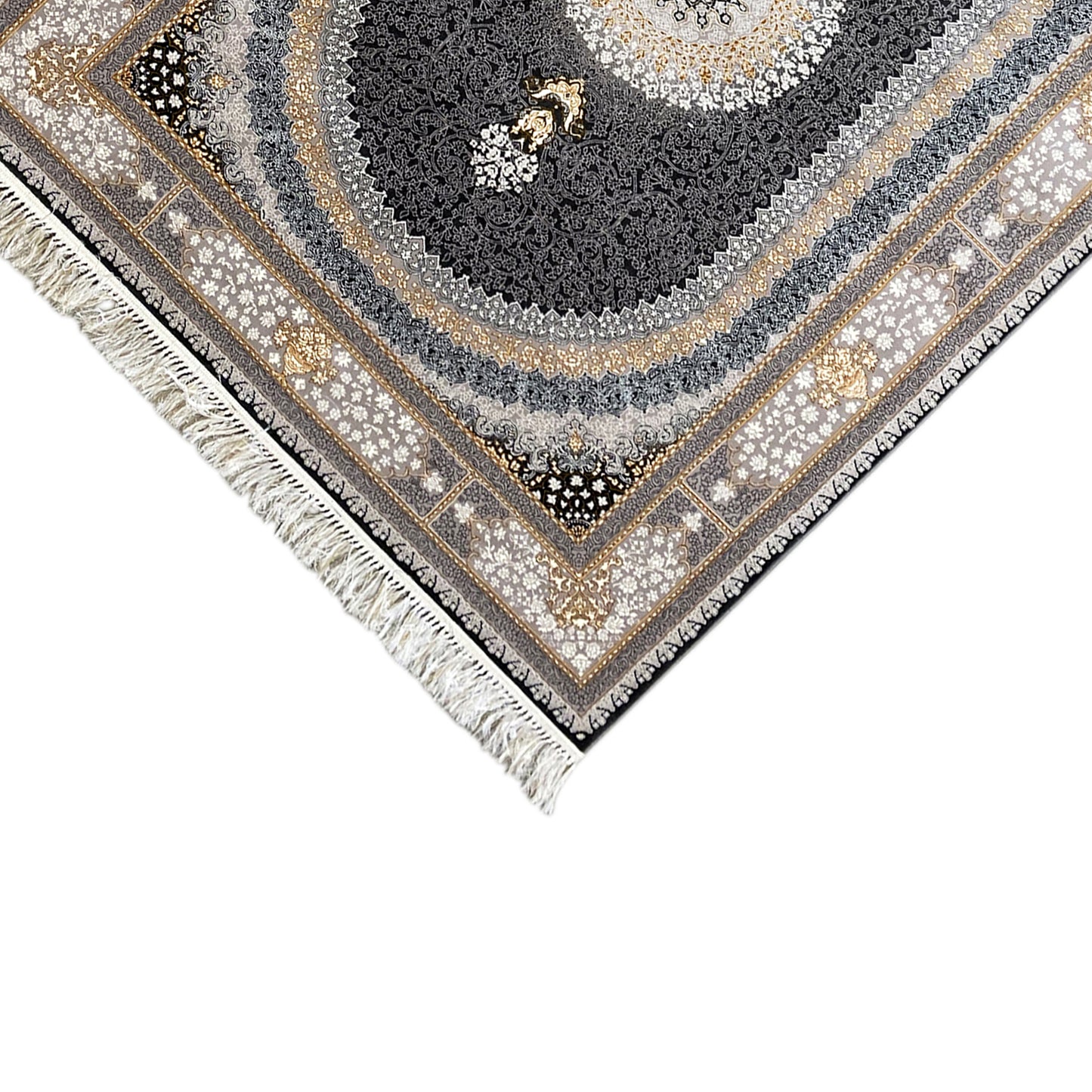 Eleganter Deko-Teppich in Grau mit filigranen Ornamenten für klassische Möbel