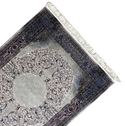 Orientalischer Teppich 160x230cm für Wohnzimmer, strapazierfähig, Blau-Grau