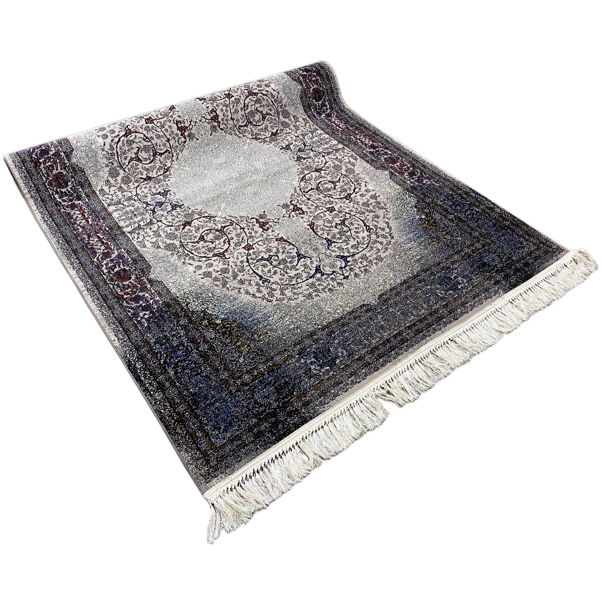 Blau-grauer Medaillon-Teppich 160x230cm maschinell hergestellt