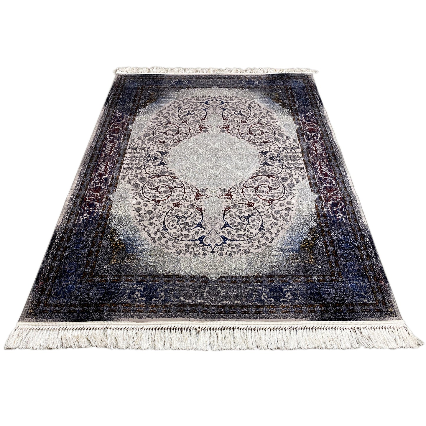 Teppich gewebt kaufen 160x230cm, Medaillon-Muster mit roten Akzenten