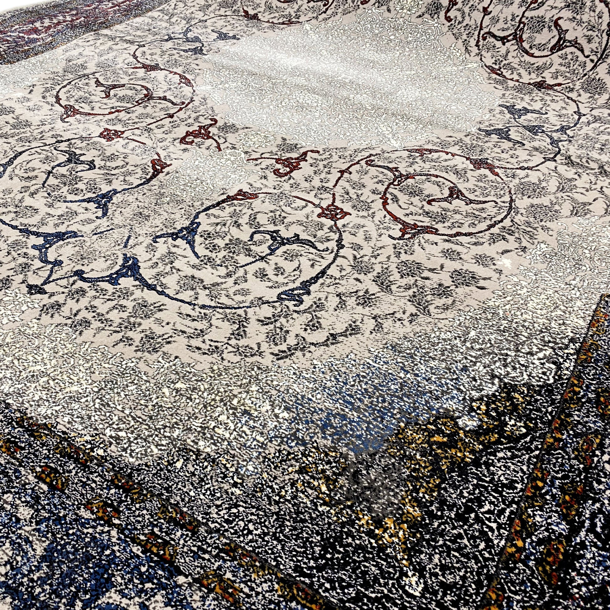 Teppichläufer im Medaillon-Stil in Blau-Grau und Creme 160x230cm