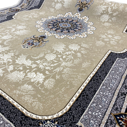 Eleganter Deko-Teppich in Creme mit filigranen Ornamenten für klassische Möbel