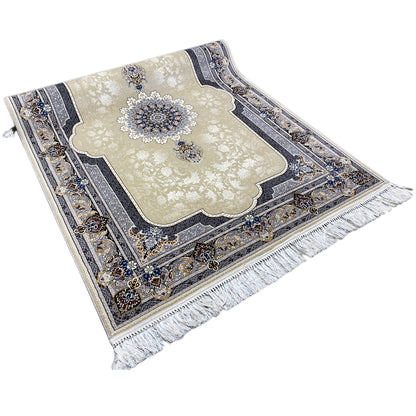 Teppich für Wohnzimmer in Beige-Blau, maschinell hergestellt, klassisches Design