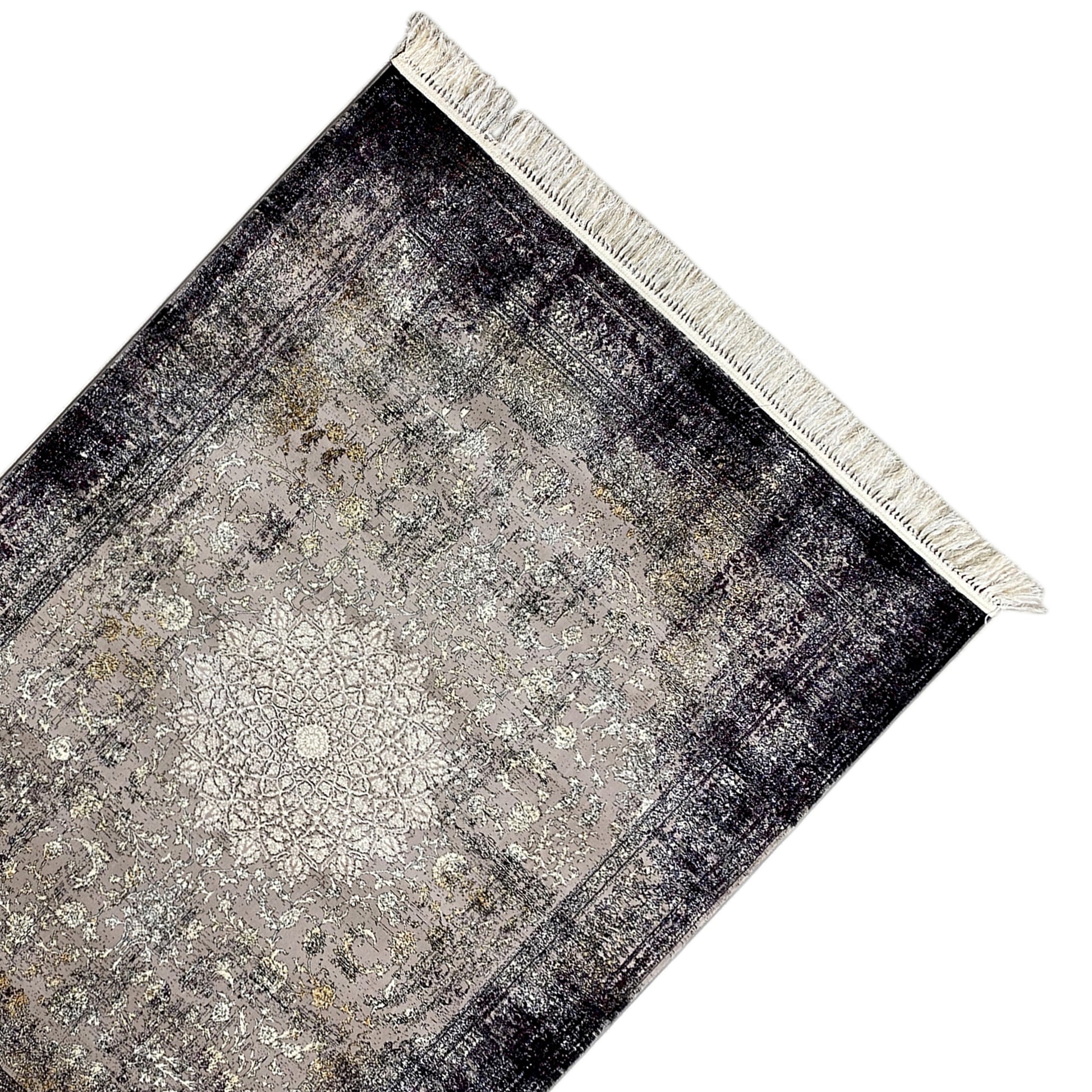 Klassischer Teppich mit Fransen und Distressed-Look für Schlafzimmer