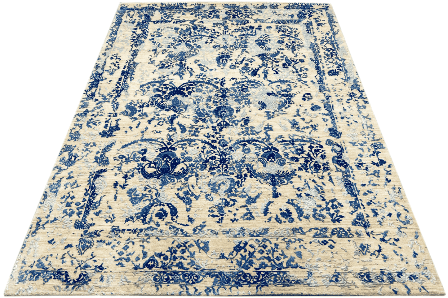 Moderner Designer-Teppich – Indisches Blumenmuster – 245x179 cm (8x5.9ft) - German Carpet Shop