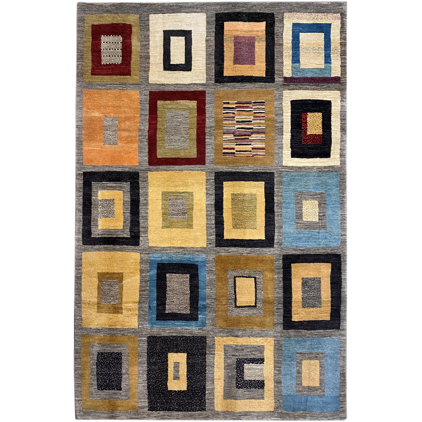 Gabbeh Exklusiver Teppich Grau 300x195 cm - German Carpet Shop