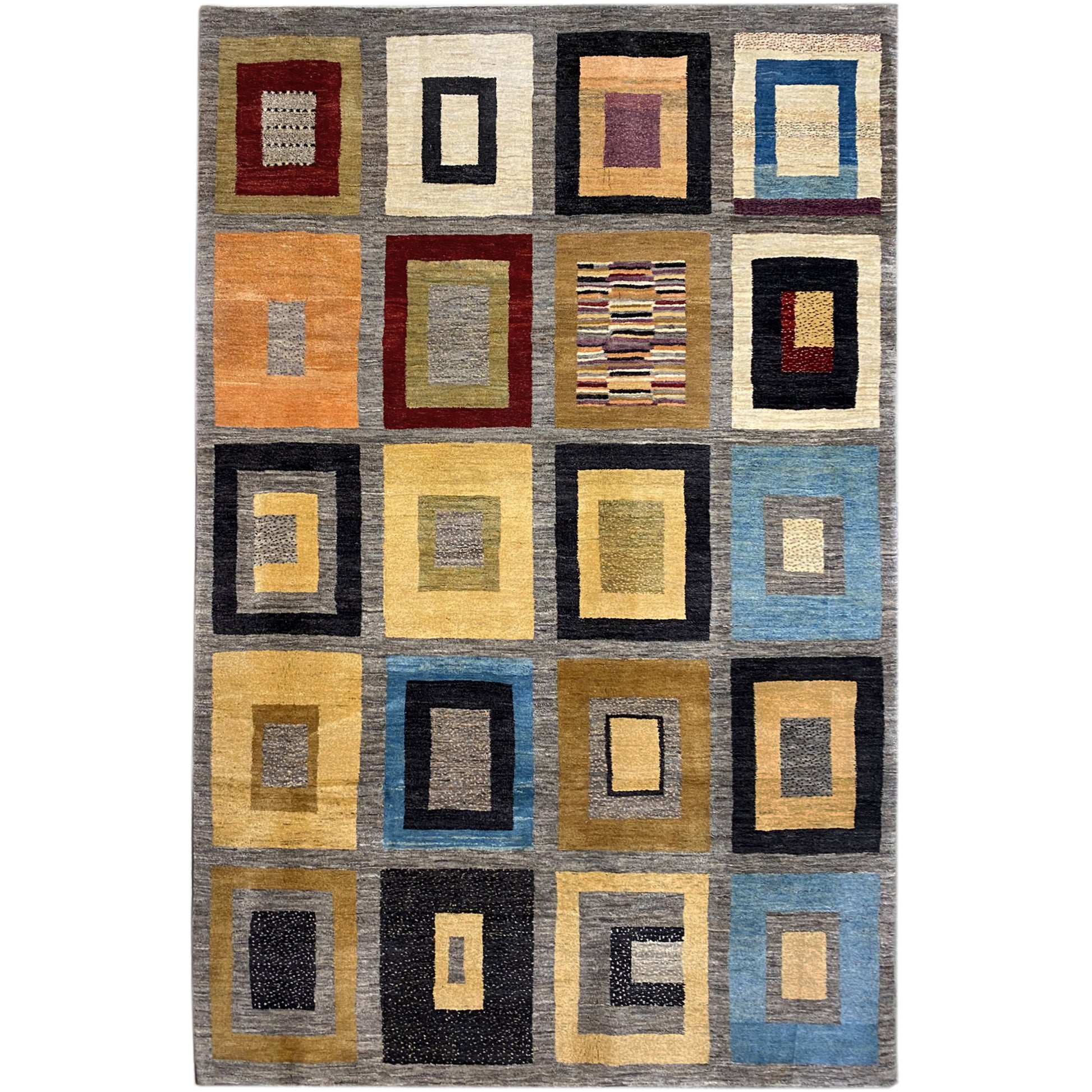 Gabbeh Exklusiver Teppich Grau 300x195 cm - German Carpet Shop