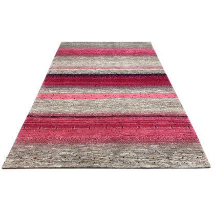 Gabbeh Exklusiver Teppich Rosa/Grau 294x199 cm - German Carpet Shop