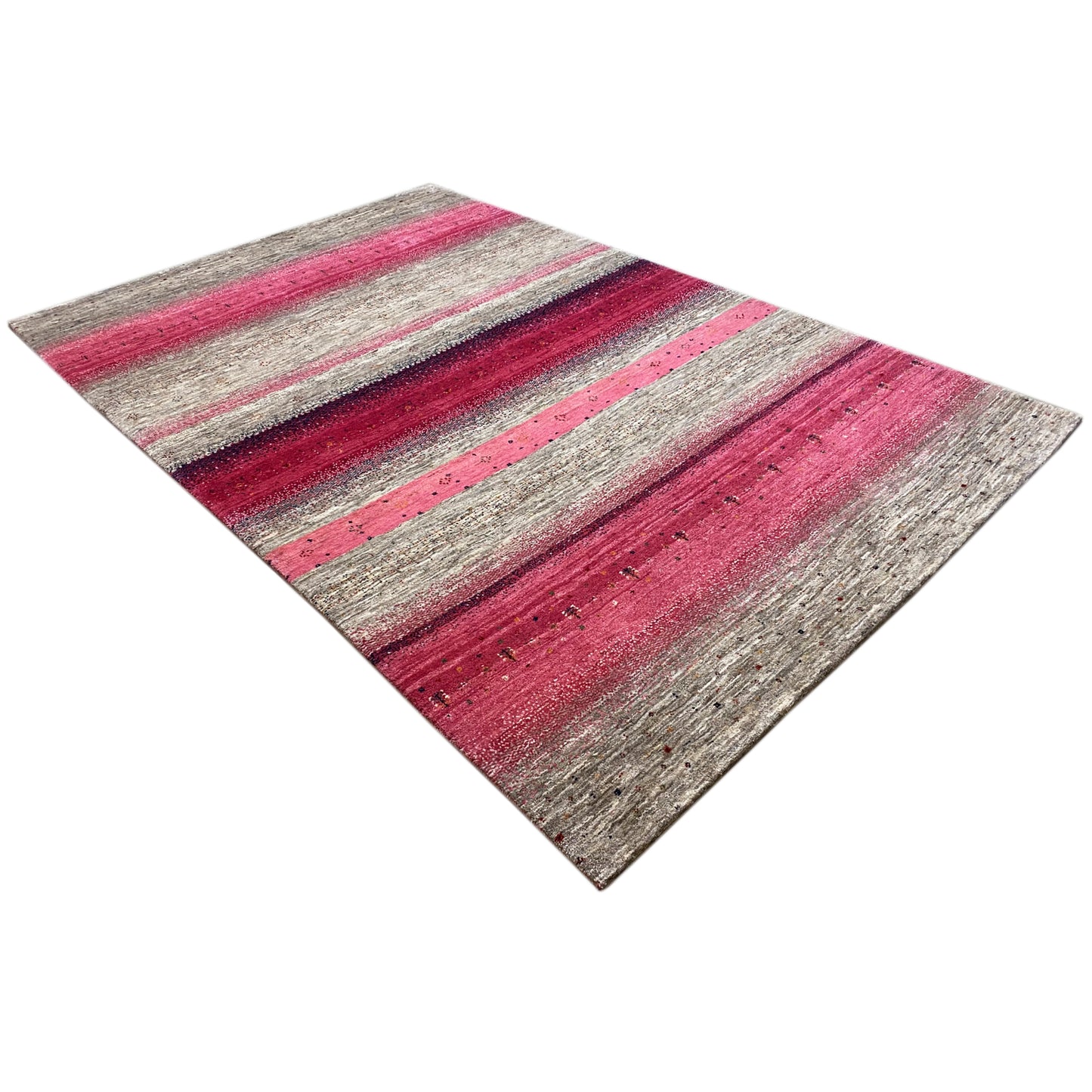 Gabbeh Exklusiver Teppich Rosa/Grau 294x199 cm - German Carpet Shop