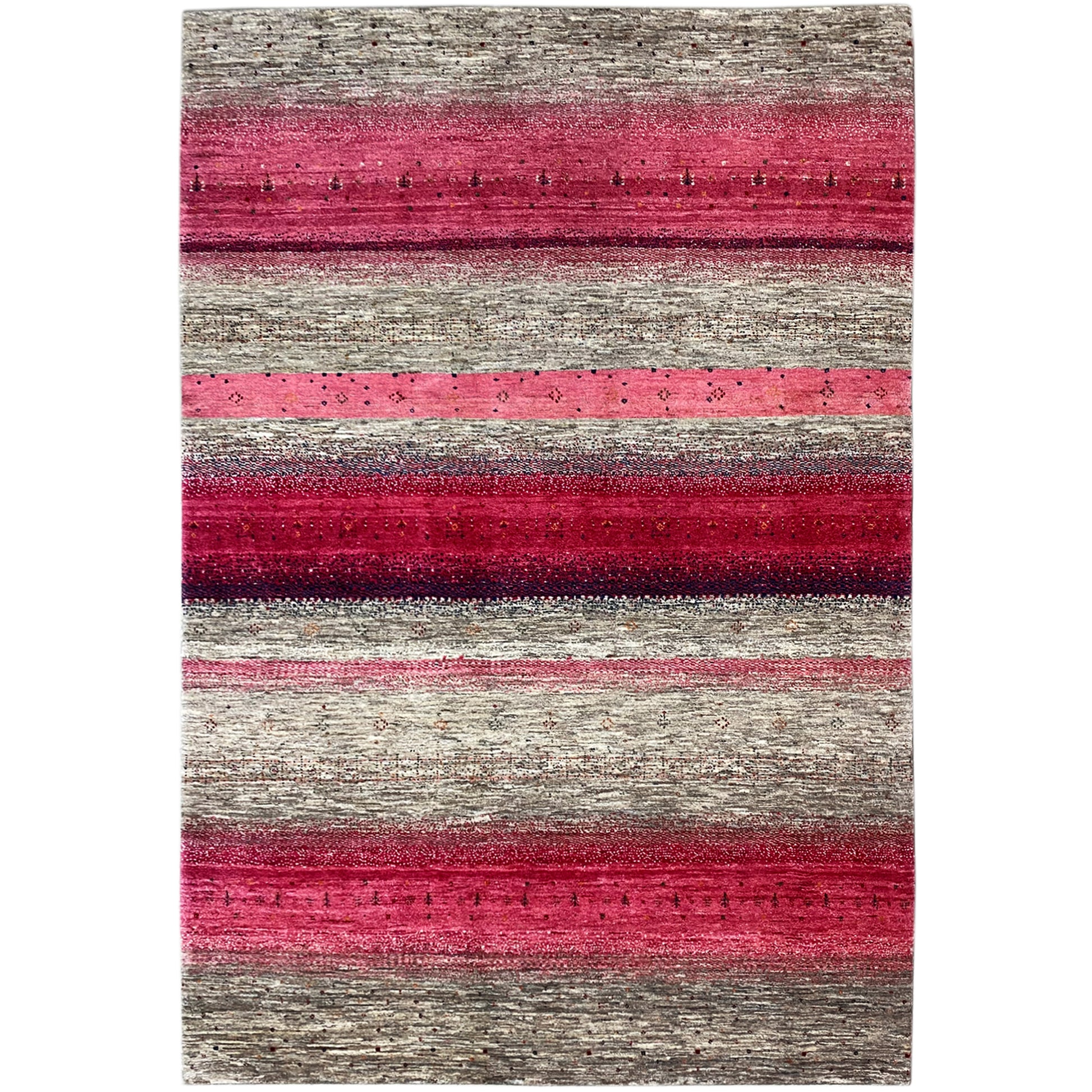 Gabbeh Exklusiver Teppich Rosa/Grau 294x199 cm - German Carpet Shop