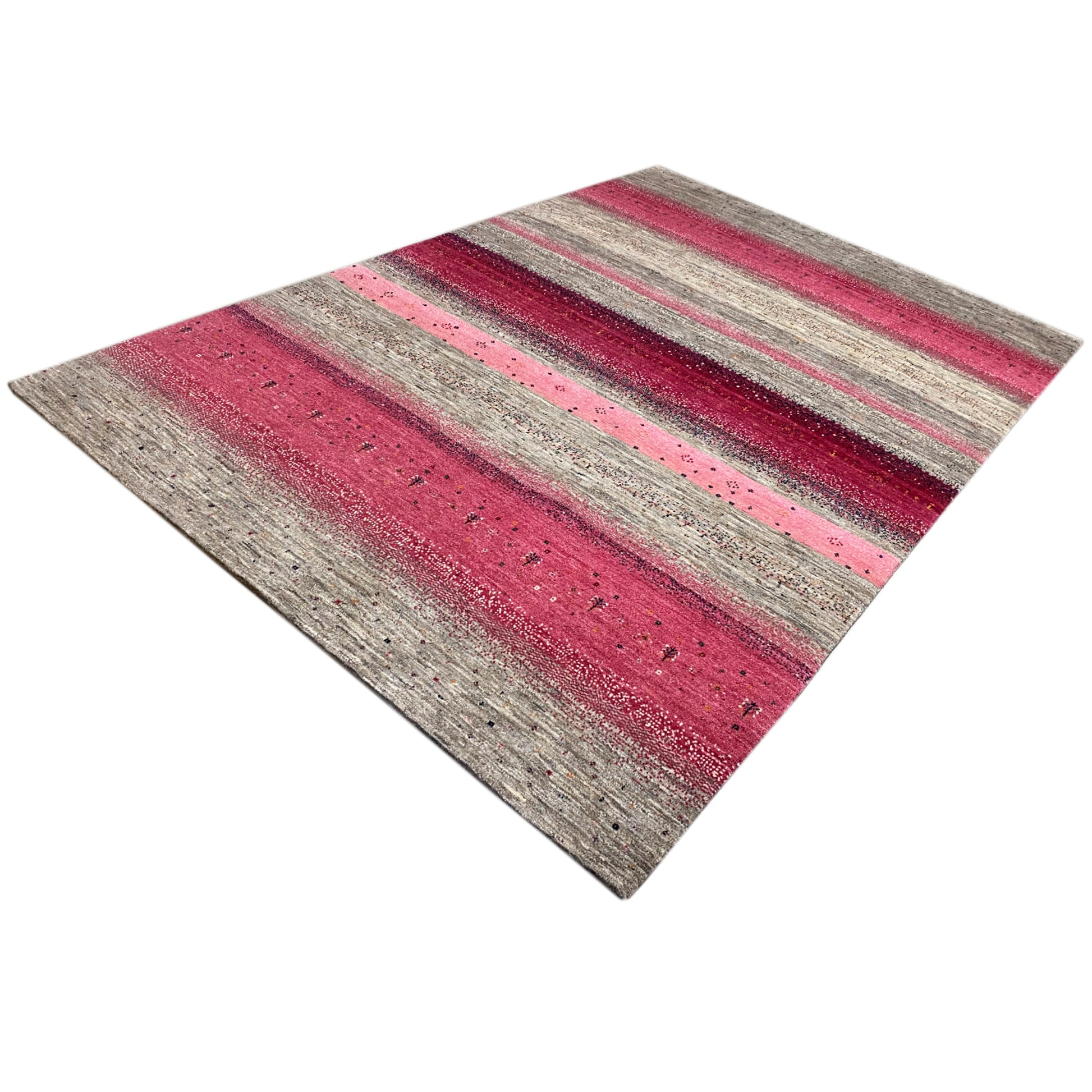 Gabbeh Exklusiver Teppich Rosa/Grau 300x200 cm - German Carpet Shop