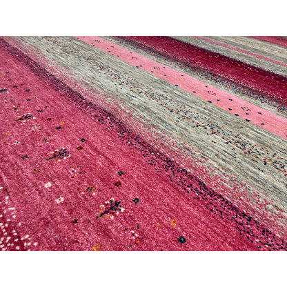 Gabbeh Exklusiver Teppich Rosa/Grau 300x200 cm - German Carpet Shop
