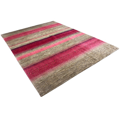 Gabbeh Exklusiver Teppich Rosa/Grau 348x247 cm - German Carpet Shop