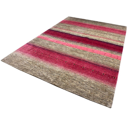 Gabbeh Exklusiver Teppich Rosa/Grau 348x247 cm - German Carpet Shop