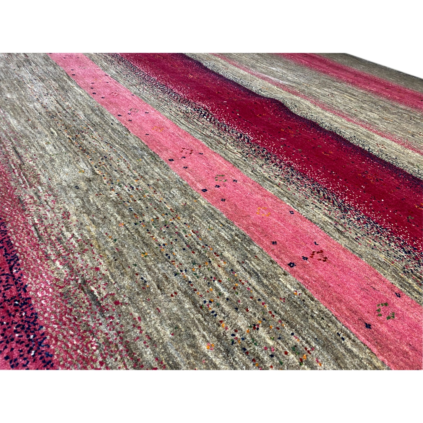 Gabbeh Exklusiver Teppich Rosa/Grau 348x247 cm - German Carpet Shop