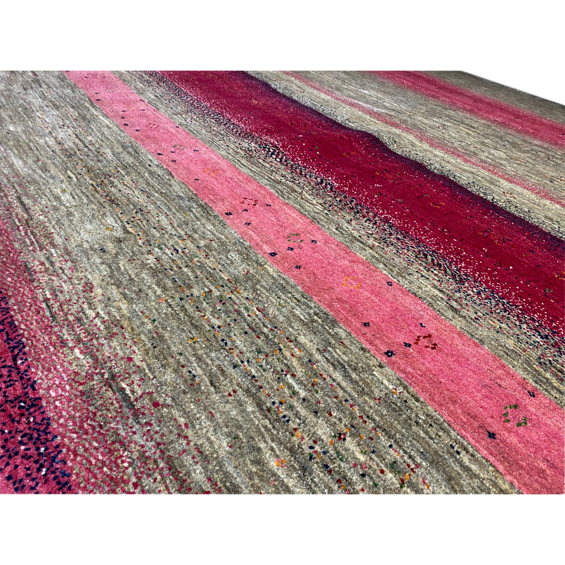 Gabbeh Exklusiver Teppich Rosa/Grau 348x247 cm - German Carpet Shop
