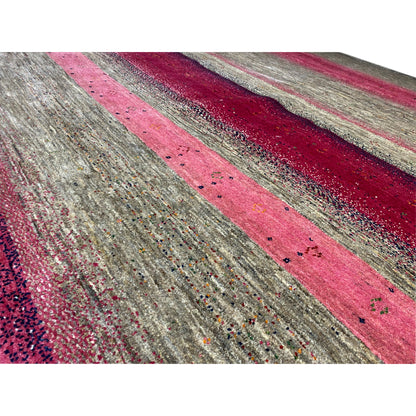 Gabbeh Exklusiver Teppich Rosa/Grau 348x247 cm - German Carpet Shop