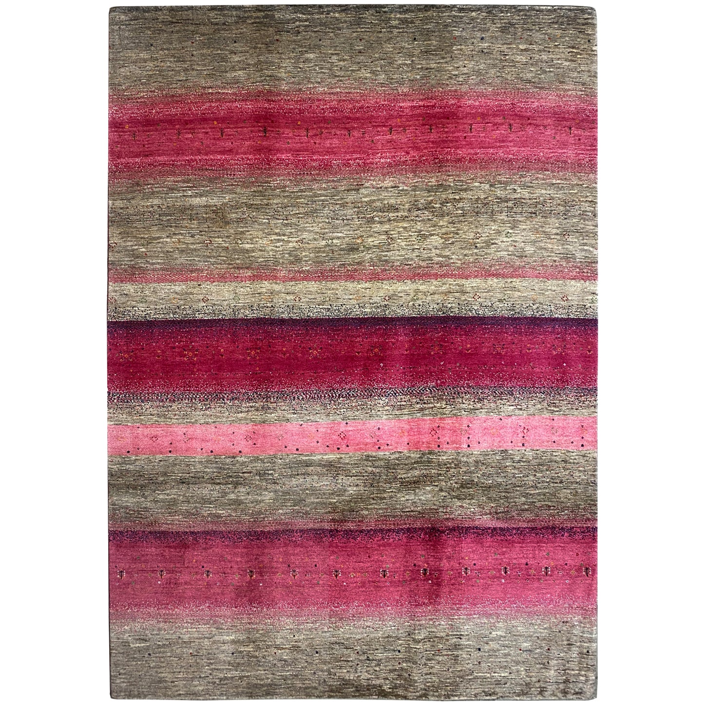 Gabbeh Exklusiver Teppich Rosa/Grau 348x247 cm - German Carpet Shop