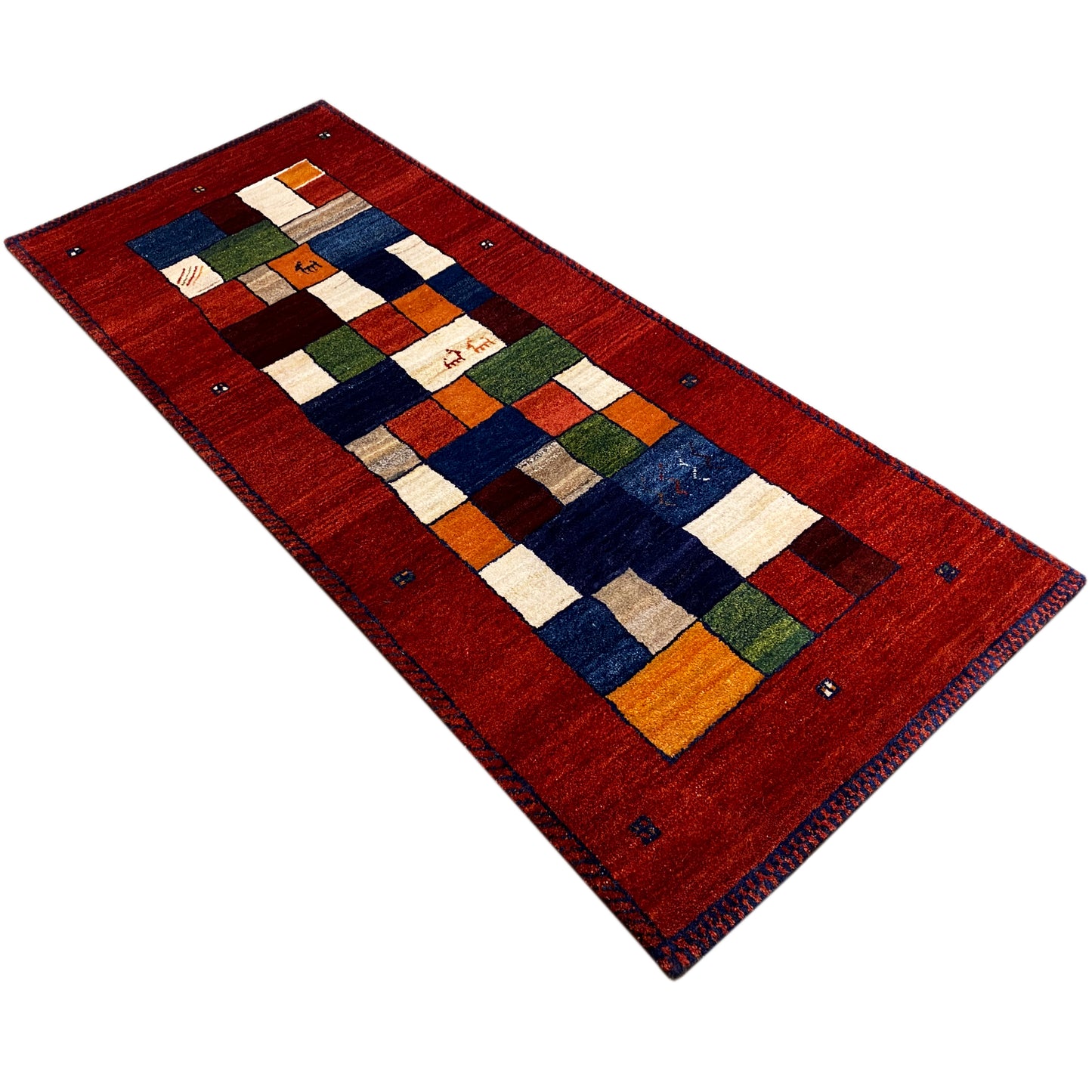 Roter Gabbeh Teppich Läufer 200x81 cm - German Carpet Shop