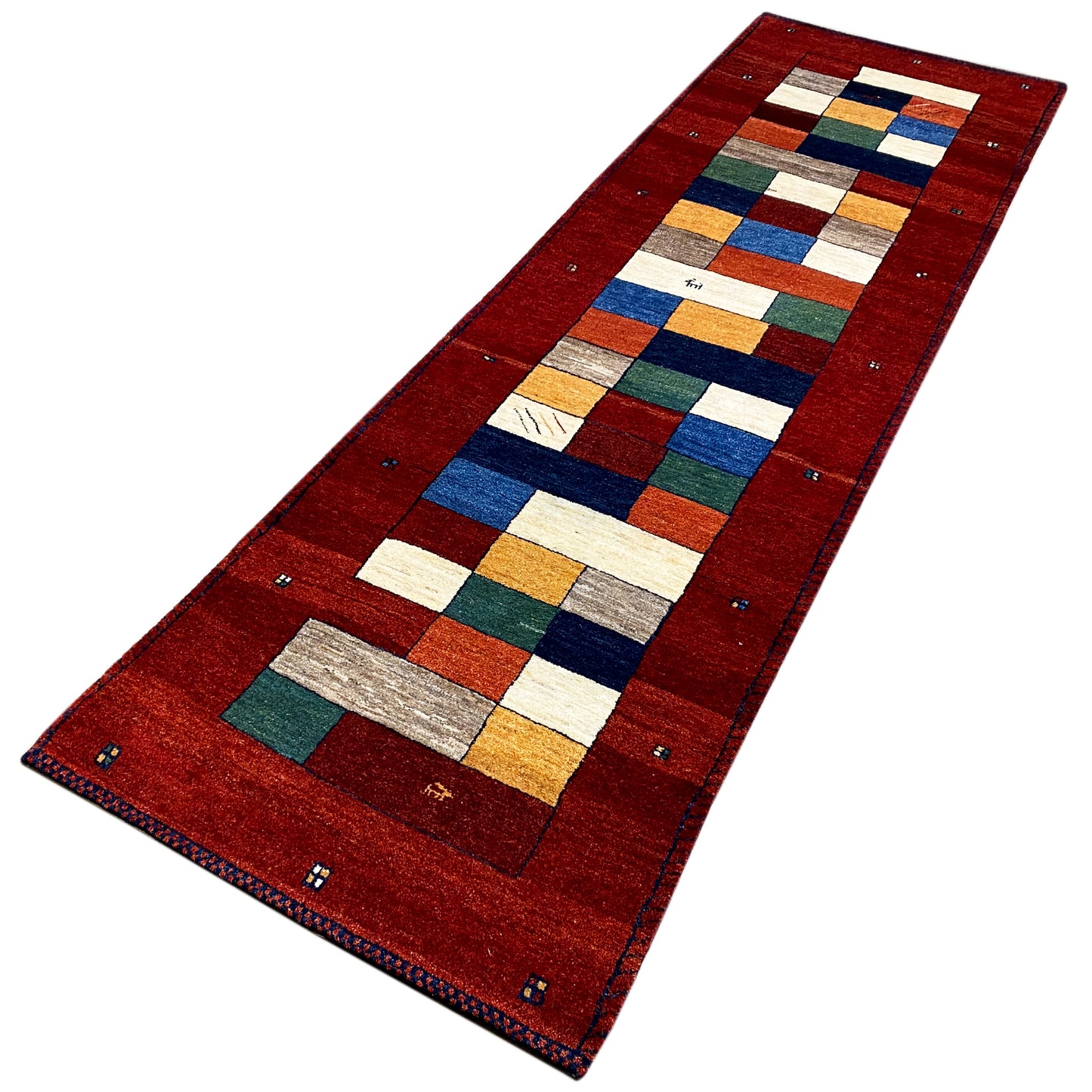 Roter Gabbeh Teppich Läufer 294x84 cm - German Carpet Shop