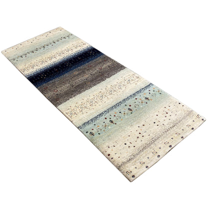 Blauer Gabbeh Teppich Läufer 195x80 cm - German Carpet Shop