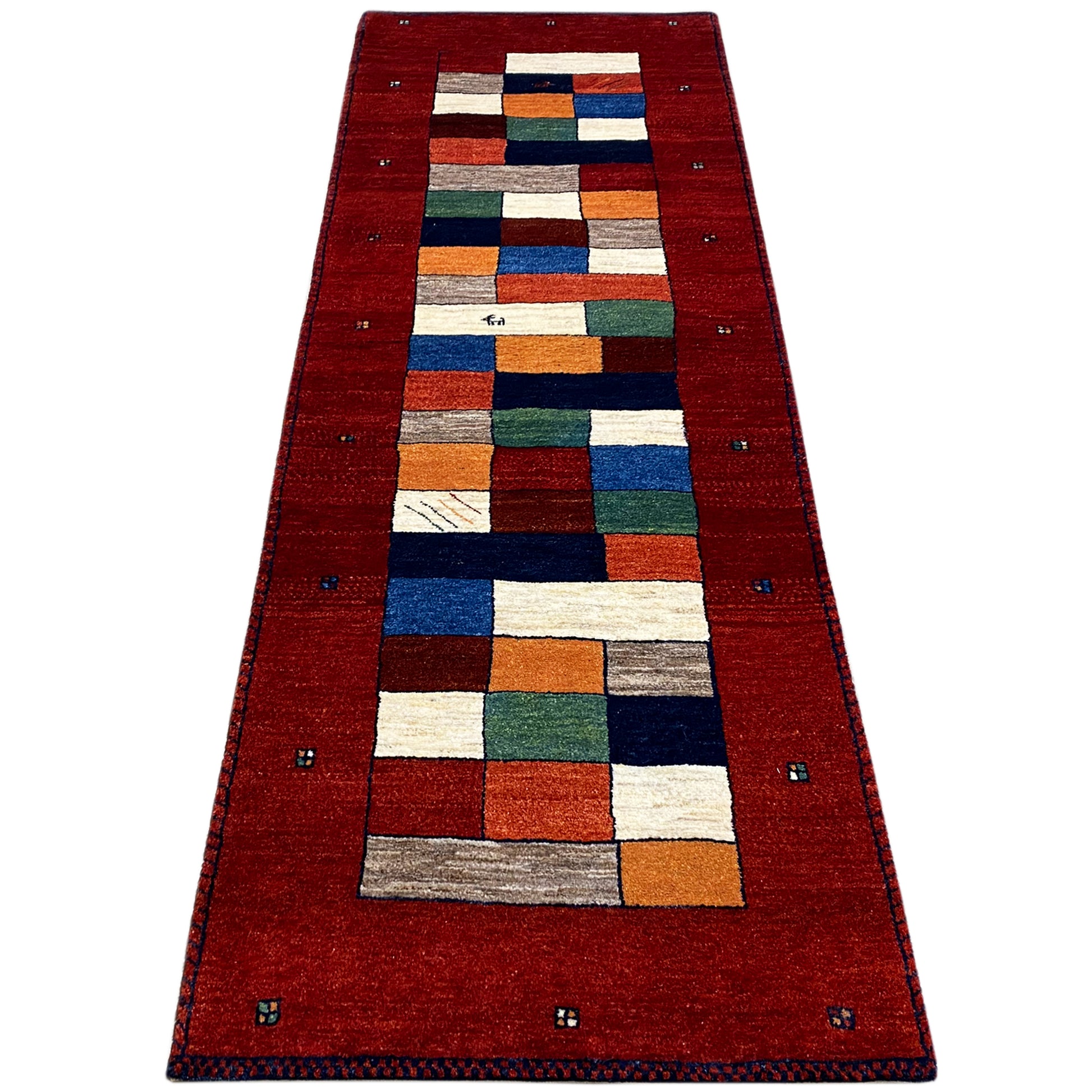 Roter Gabbeh Teppich Läufer 248x80 cm - German Carpet Shop