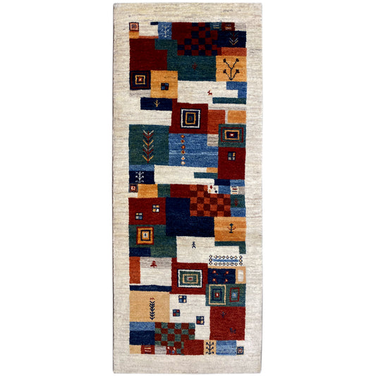 Mehrfarbiger Gabbeh Teppich 191x77 cm - German Carpet Shop