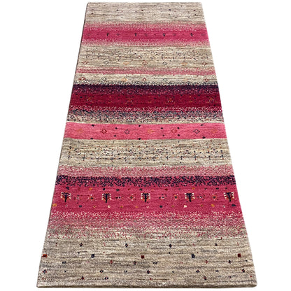Rosa Gabbeh Teppich Läufer 200x79 cm - German Carpet Shop