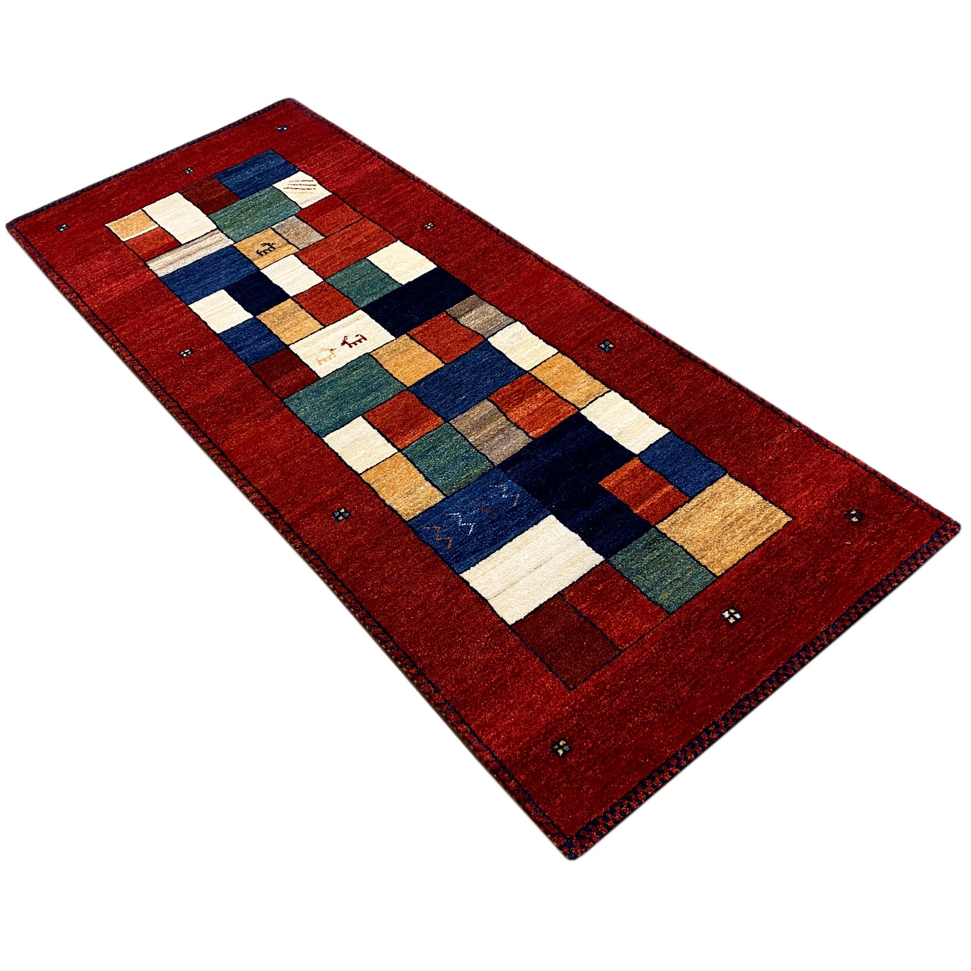 Roter Gabbeh Teppich Läufer 198x82 cm - German Carpet Shop