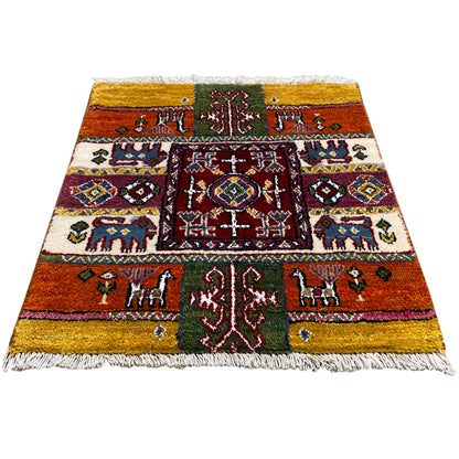 Bunter Gabbeh Teppich Lori 58x57 cm - German Carpet Shop