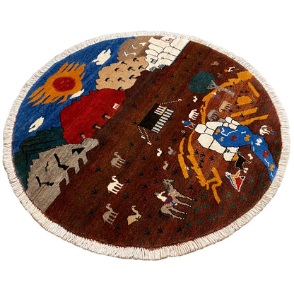 Gabbeh Teppich Braun, 107x107 cm - German Carpet Shop